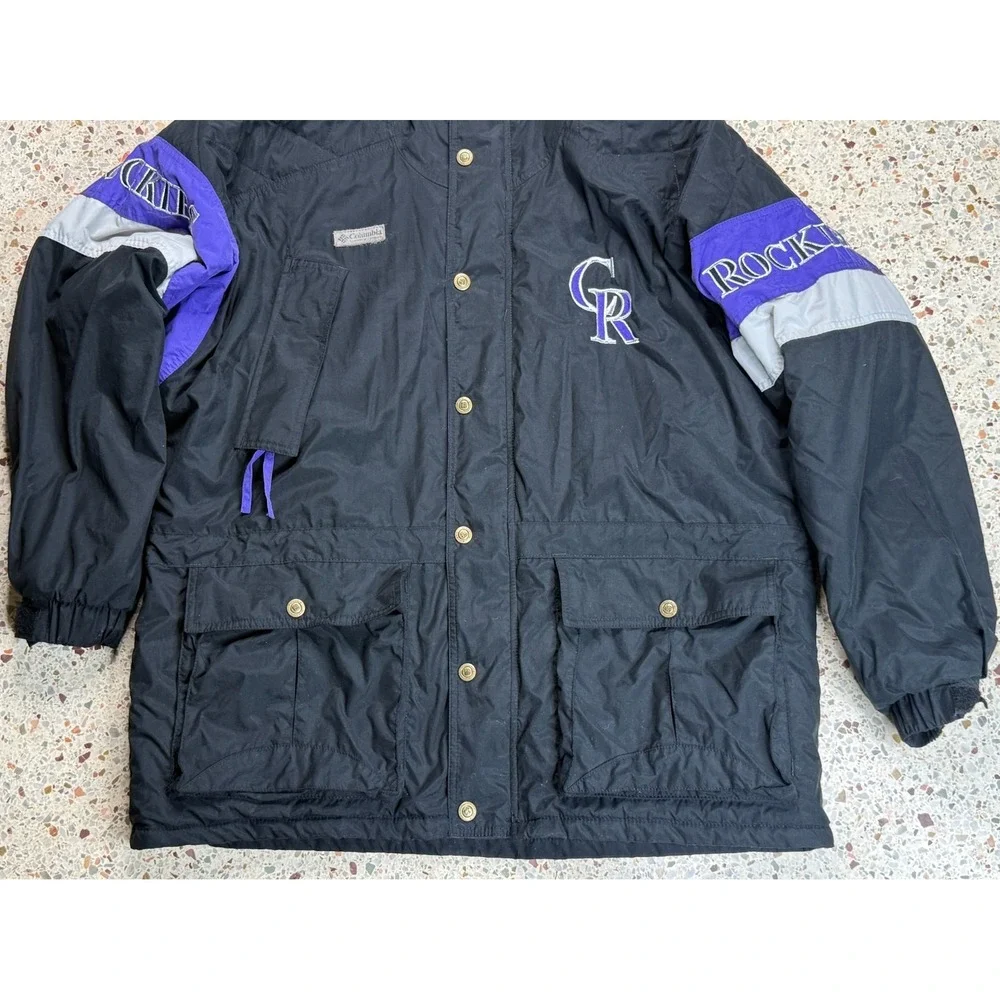Columbia‎ MLB Vtg Colorado Rockies Fleece Lined Embroidered Hooded Jacket Size L